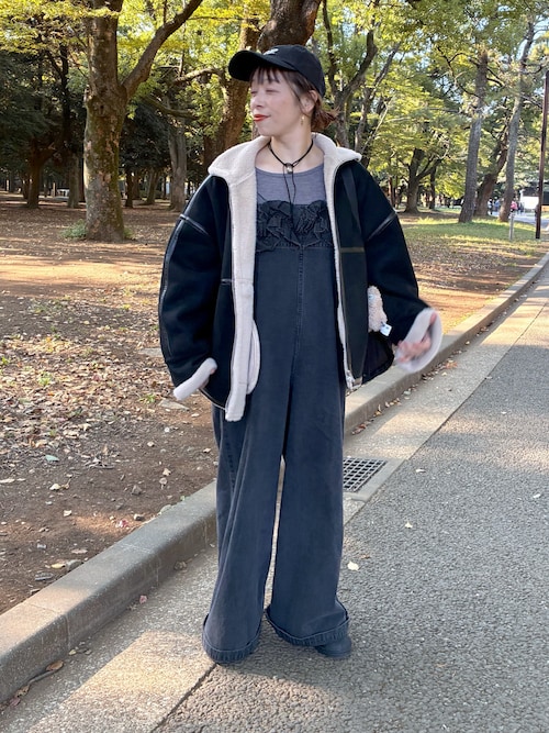 omekashi デニムキャミサロペット　ブラック　サイズ36 Omekashi（オメカシ） サロペット オーバーオール デニムキャミ