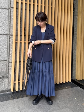 「アイテム（テーラードジャケット）」を使った、loungedress_hayashiさん（レディース・163cm）の秋コーディネート