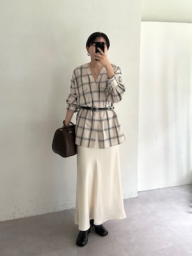 「アイテム（ボストンバッグ）」を使った、loungedress_hayashiさん（レディース・163cm）の秋コーディネート