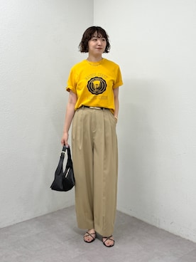「LOUNGEDRESS（ラウンジドレス）のライトバレルレッグパンツ（その他パンツ、ベージュ系）」を使った、loungedress_hayashiさん（レディース・164cm）の夏コーディネート