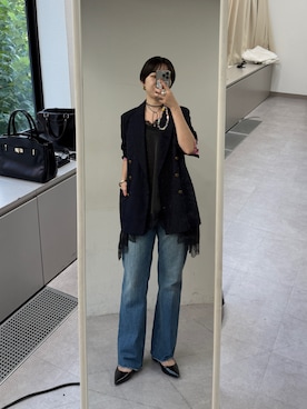 「アイテム（ベスト）」を使った、loungedress_hayashiさん（レディース・163cm）の秋コーディネート