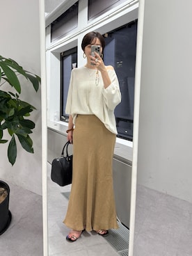 「アイテム（スカート、イエロー系）」を使った、loungedress_hayashiさん（レディース・163cm）の夏コーディネート