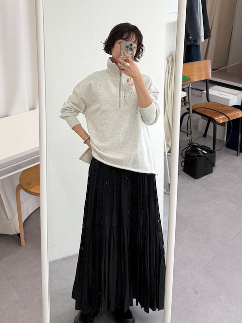 新品タグ付き LOUNGEDRESS ハーフZIPプルオーバー ホワイト Loungedress（ラウンジドレス） トレーナー スウェット ハーフZIPプル