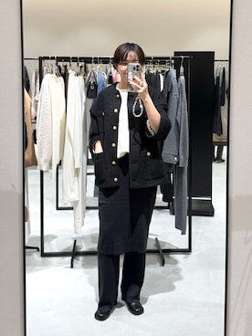 「アイテム（ノーカラージャケット）」を使った、loungedress_hayashiさん（レディース・164cm）の秋コーディネート