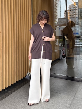 「LOUNGEDRESS（ラウンジドレス）のドロストスウェットパンツ（スウェットパンツ、ホワイト系）」を使った、loungedress_hayashiさん（レディース・164cm）の春コーディネート