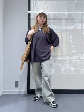 「LAKOLE（ラコレ）のアイテム（キャップ）」を使った、riya.さん（レディース・158cm）の春コーディネート