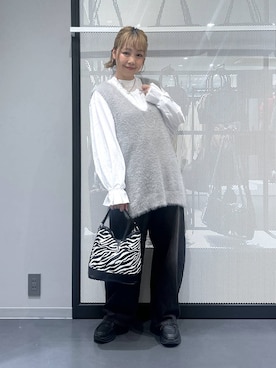 「アイテム（シュシュ）」を使った、riya.さん（レディース・158cm）の秋コーディネート