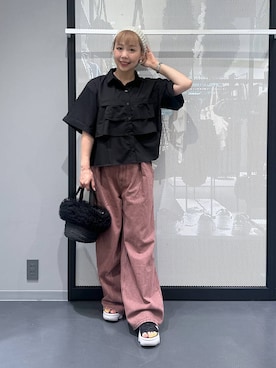 「LAKOLE（ラコレ）のぷっくりボリュームピアス / 143789（ピアス（両耳用））」を使った、riya.さん（レディース・158cm・30代）の夏コーディネート