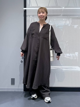 「アイテム（シャツワンピース）」を使った、riya.さん（レディース・158cm）の秋コーディネート