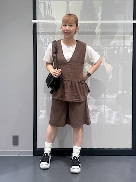 「アイテム（ベスト）」を使った、riya.さん（レディース・158cm・30代）の夏コーディネート