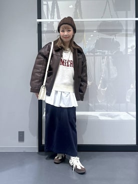 「アイテム（ムートンコート）」を使った、riya.さん（レディース・158cm）の冬コーディネート