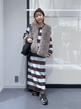 「アイテム（ピアス（両耳用））」を使った、riya.さん（レディース・158cm）の秋コーディネート