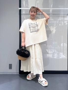 「アイテム（ヘアアクセサリー）」を使った、riya.さん（レディース・158cm）の夏コーディネート