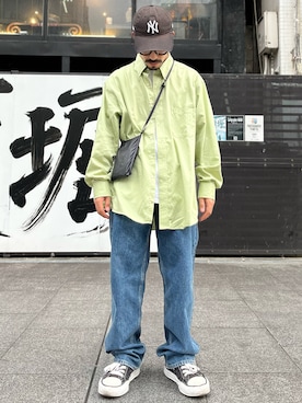 「ビッグシャツ」｜「アイテム（帽子）」を使った、jboyさん（メンズ・167cm）の春コーディネート
