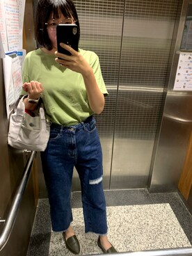 「ALL BLACK（オールブラック）のアイテム」を使った、Joy Lさん（レディース・164cm）の春コーディネート