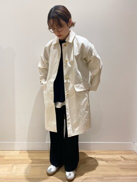 「coen（コーエン）のアイテム（ステンカラーコート）」を使った、toyamaさん（レディース・153cm）の冬コーディネート