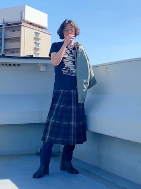 「アイテム（スカート）」を使った、hytabさん（メンズ・173cm）の秋コーディネート