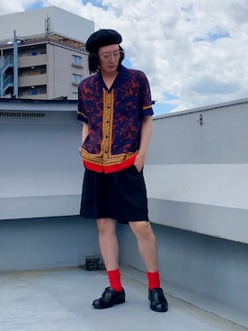 「TOGA VIRILIS（トーガ ビリリース）のCupra cotton print shirt（シャツ/ブラウス）」を使った、hytabさん（メンズ・173cm）の夏コーディネート