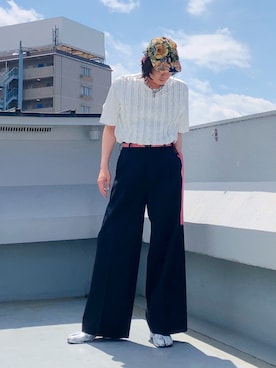 「アイテム（スラックス）」を使った、hytabさん（メンズ・173cm）の夏コーディネート