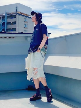 「アイテム（ローファー）」を使った、hytabさん（メンズ・173cm）の夏コーディネート