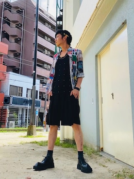 「ロールアップ」｜「アイテム（スラックス）」を使った、hytabさん（メンズ・173cm）の秋コーディネート