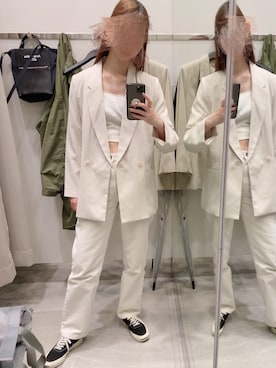 「H&M（エイチ・アンド・エム）のアイテム（ホワイト系）」を使った、よーちゃんさん（レディース・167cm）の春コーディネート