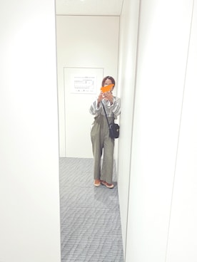 「w closet（ダブルクローゼット）のアイテム（オールインワン・サロペット）」を使った、まはろさん（レディース・159cm）の夏コーディネート
