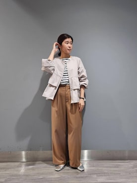 「雨」｜「アイテム（ジャケット/アウター）」を使った、ルクールブランアトレ松戸店スタッフさん（レディース・155cm）の秋コーディネート