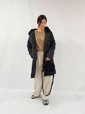 「寒い」｜「アイテム（ダウンジャケット/コート）」を使った、ルクールブランアトレ松戸店スタッフさん（レディース・155cm）の冬コーディネート