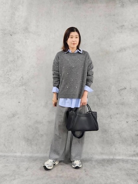 「アイテム（ブレスレット）」を使った、ルクールブランアトレ松戸店スタッフさん（レディース・155cm）の冬コーディネート