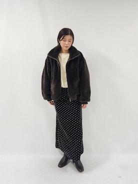 ルクールブランアトレ松戸店スタッフさん(レディース・155cm)の冬コーディネート