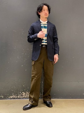 「ラガーシャツ」｜「アイテム（ジャケット/アウター）」を使った、BEAMS LIGHTS Mensさん（メンズ・166cm）の春コーディネート