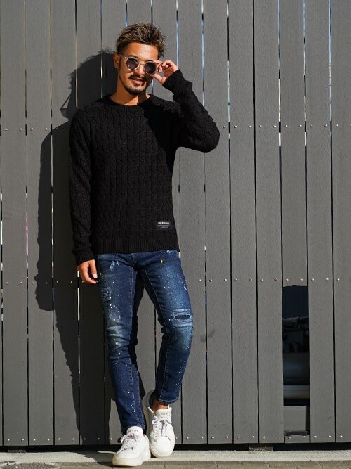 バイオレントペイントデニムロングパンツ（デニムパンツ