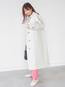 「BEAMS」｜「アイテム（ステンカラーコート）」を使った、B:MING by BEAMS WOMENさん（レディース・158cm）の冬コーディネート