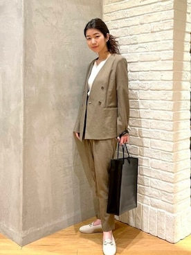「BEAMS」｜「アイテム（ノーカラージャケット）」を使った、B:MING by BEAMS WOMENさん（レディース・159cm）の春コーディネート