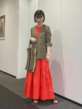 「BEAMS」｜「アイテム（ノーカラージャケット）」を使った、B:MING by BEAMS WOMENさん（レディース・159cm）の春コーディネート