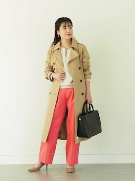 「BEAMS」｜「アイテム（トレンチコート）」を使った、B:MING by BEAMS WOMENさん（レディース・153cm）の春コーディネート