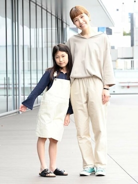 「アイテム（オールインワン・サロペット、ホワイト系）」を使った、B:MING by BEAMS WOMENさん（レディース・163cm）の春コーディネート