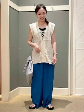「teva」｜「アイテム（トートバッグ）」を使った、B:MING by BEAMS WOMENさん（レディース・153cm）の夏コーディネート