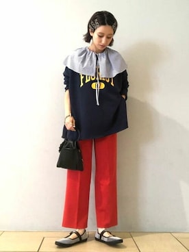 「SOMETHING（サムシング）のアイテム（スウェット）」を使った、B:MING by BEAMS WOMENさん（レディース・157cm）の秋コーディネート