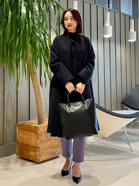 「BEAMS」｜「アイテム（ノーカラーコート）」を使った、B:MING by BEAMS WOMENさん（レディース・166cm）の秋コーディネート