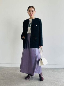 「BEAMS」｜「アイテム（ノーカラージャケット）」を使った、B:MING by BEAMS WOMENさん（レディース・158cm）の秋コーディネート