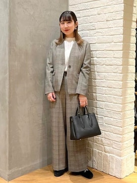「BEAMS」｜「アイテム（ノーカラージャケット）」を使った、B:MING by BEAMS WOMENさん（レディース・158cm）の秋コーディネート
