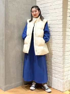 「アイテム（ダウンベスト、ホワイト系）」を使った、B:MING by BEAMS WOMENさん（レディース・158cm）の秋コーディネート