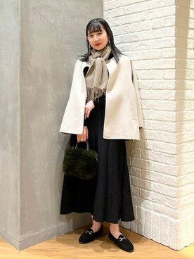 「ボストンバッグ」｜「アイテム（ノーカラーコート）」を使った、B:MING by BEAMS WOMENさん（レディース・158cm）の秋コーディネート
