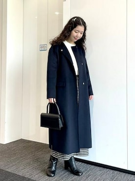 「BEAMS」｜「アイテム（ノーカラーコート）」を使った、B:MING by BEAMS WOMENさん（レディース・159cm）の秋コーディネート