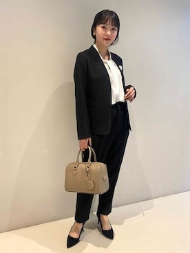「BEAMS」｜「アイテム（ノーカラージャケット）」を使った、B:MING by BEAMS WOMENさん（レディース・157cm）の冬コーディネート