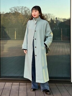 「BEAMS」｜「アイテム（トレンチコート）」を使った、B:MING by BEAMS WOMENさん（レディース・158cm）の冬コーディネート
