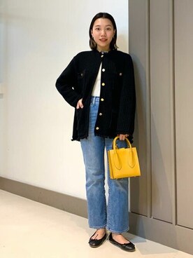 「BEAMS」｜「アイテム（ノーカラージャケット）」を使った、B:MING by BEAMS WOMENさん（レディース・160cm）の冬コーディネート