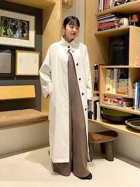 「BEAMS」｜「アイテム（トレンチコート）」を使った、B:MING by BEAMS WOMENさん（レディース・157cm）の冬コーディネート